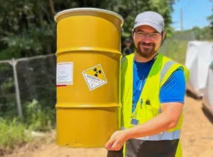 Curie Environmental Services radioactive waste drum today